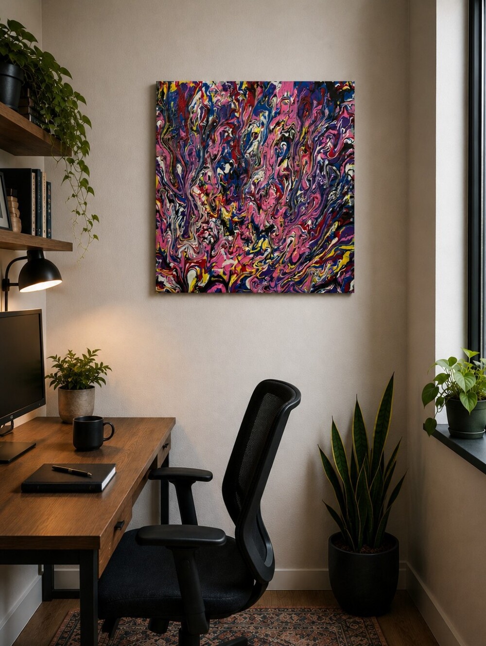HANDCRAFTED Abstract Painting HANDMADE Artwork HANDPAINTED Bright Wall Art Decor